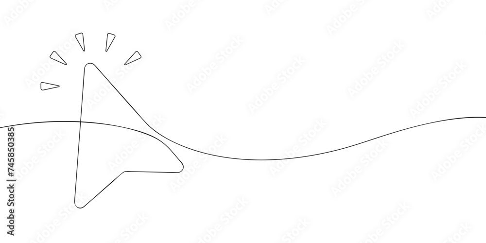 Poster a single line drawing of a cursor. continuous line cursor icon. one line icon.
