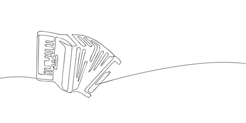 A single line drawing of a accordion. Continuous line piano accordion icon. One line icon. Vector illustration - obrazy, fototapety, plakaty