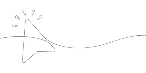 A single line drawing of a cursor. Continuous line cursor icon. One line icon.