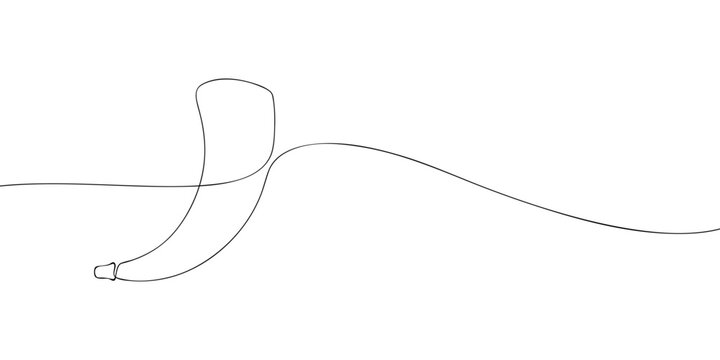 A single line drawing of a blowing horn. Continuous line blowing horn icon. One line icon. Vector illustration