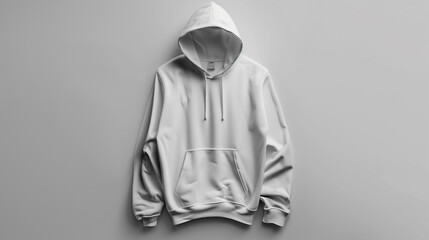 Blank white hoodie mockup on gray background