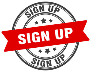 sign up stamp. sign up label on transparent background. round sign