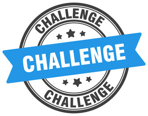 challenge stamp. challenge label on transparent background. round sign