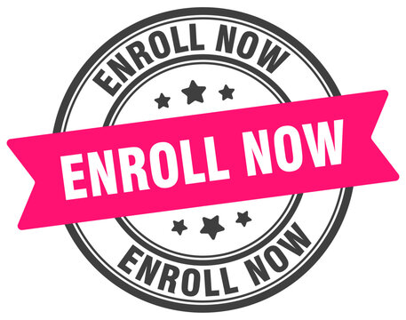 enroll now stamp. enroll now label on transparent background. round sign