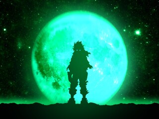 Anime character on the background of the moon, anime wallpaper anime background