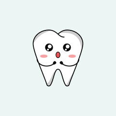 cute teeth catoon mascot vector design illustration. Suitabale for t-shirt, mug, sticker, etc. Eps 10