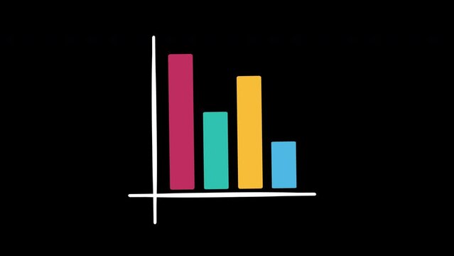 a bar chart with an arrow going up and down concept animation with alpha channel