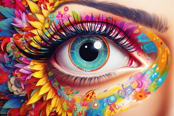 Möbelaufkleber close-up of an eye with an iridescent pupil. © inna717