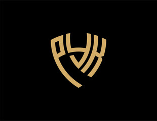 PYK creative letter shield logo design vector icon illustration
