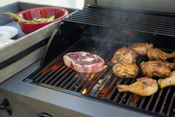 grilled meat on the grill steak chicken