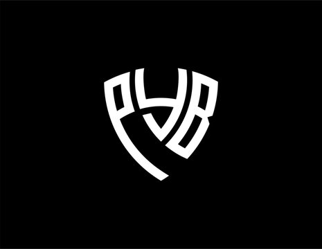 PYB creative letter shield logo design vector icon illustration