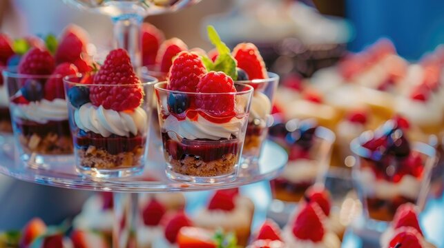 Closeup finger food sweet dessert during a cocktail during a cocktail parties or events catering