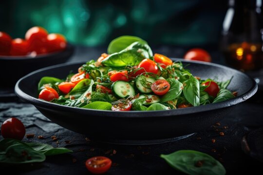 Multicolored mixed salad, ready to eat
