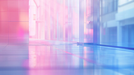 Blurred blue and pink urban building background scene