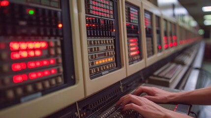 Naklejka premium In the Heart of Technology: A Glimpse into a Modern Data Center