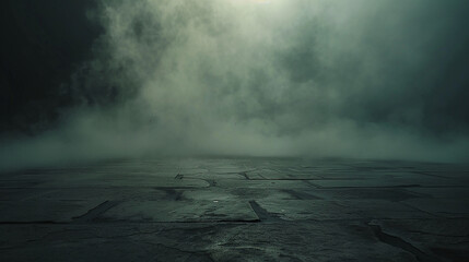 Texture of dark concrete floor with mist or fog