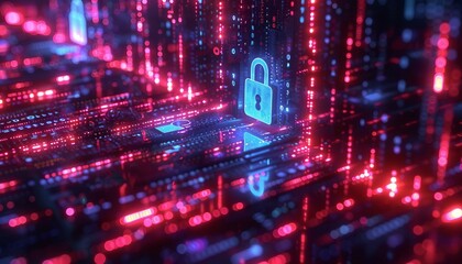 Cybersecurity and Data Privacy, cybersecurity and data privacy with an image showing security measures such as encryption, AI - obrazy, fototapety, plakaty