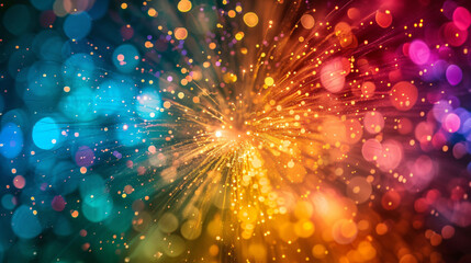 Close-up of sparkling golden fireworks - obrazy, fototapety, plakaty