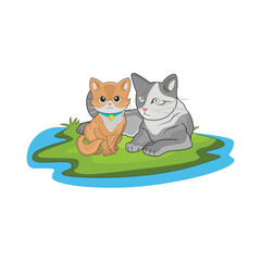 two cats illustration