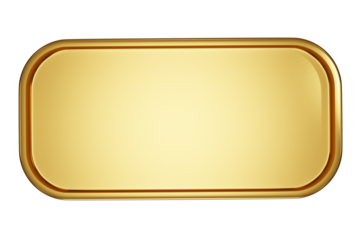 3d illustration. Gold rcangle button with frame . easter background
