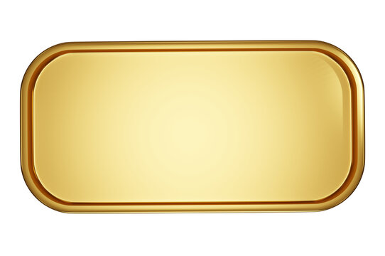 3d illustration. Gold rcangle button with frame . easter background