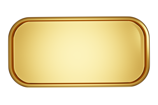 3d illustration. Gold rcangle button with frame . easter background