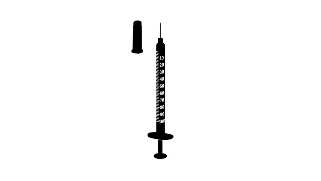 black syringe with cap, medical equipment clip art preview