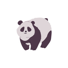 Panda animal character for nature and wildlife projects, flat vector isolated.