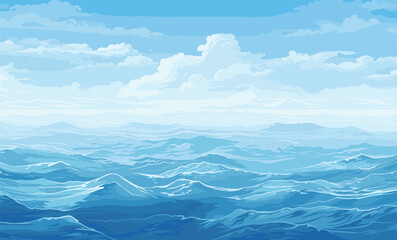 Fototapeta premium Ocean vector texture wide view
