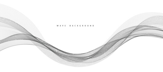 Lines for the background. Black stripes on a white background. Set of wavy lines. Multiple line waves. Creative line art. Grey waves with lines. Vector waves set. Curved wavy line, smooth stripe.