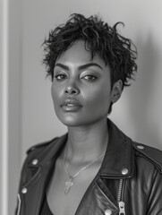 Obraz premium Elegance in Monochrome: A Portrait of Grace and Style