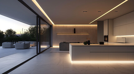 Modern kitchen interior. AI generated art illustration.