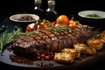 The most beautiful steak in the world is perfectly seasoned and had a delicious sa, generative IA