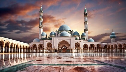 mosque scene, muslim culture, muslim architecture - obrazy, fototapety, plakaty