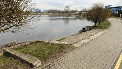 In early spring, during the floods, the water in the river is high and muddy. The fast current...