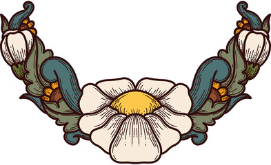 Vintage flowers frame and elements 