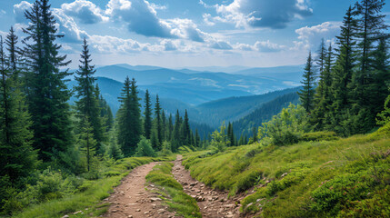 Fototapeta premium A scenic hiking trail in the mountains.