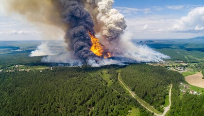 Generated image of huge fire in the forest 