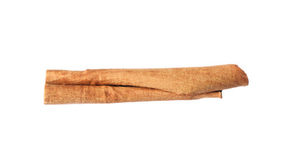One aromatic cinnamon stick isolated on white