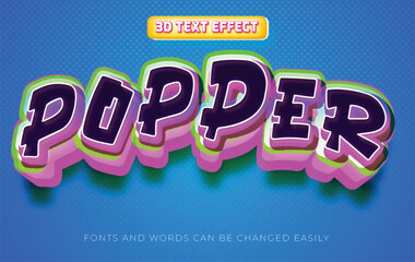 Popper funky 3d editable text effect style