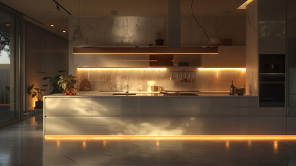 Modern kitchen interior. AI generated art illustration.