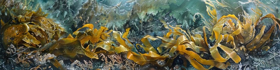 Sea green seaweed texture, background. Generative AI