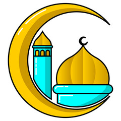 illustration of a mosque in the background