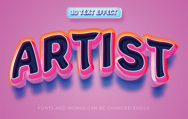 Artist 3d editable text effect style