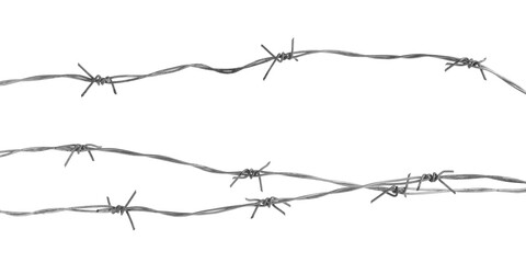 Shiny metal barbed wire isolated on white