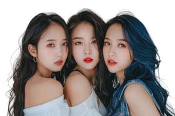 Fashionable Sisterhood Asian Trio in Stylish Tops Transparent PNG