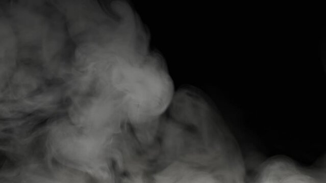 white vape smoke on black background, slow motion, vapor, fog, cloud
