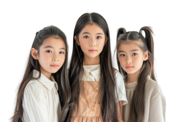 Trio of Young Asian Sisters Transparent PNG