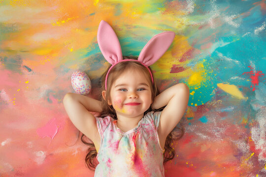 Beautiful smiling child receiving easter chocolates, cheerful child waiting for easter eggs easter chocolate dessert