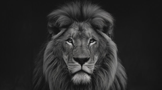 a black and white photo of a lion print